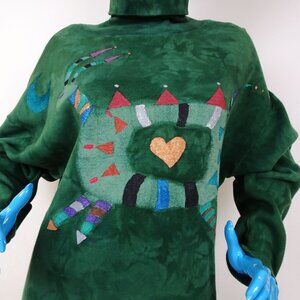 OOAK Elisa Handpainted Outfit Set Hand Painted Tie Dyed Skirt S 6 Turtleneck L